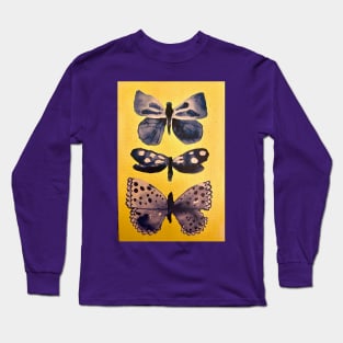 Butterfly Art With Yellow Background Long Sleeve T-Shirt